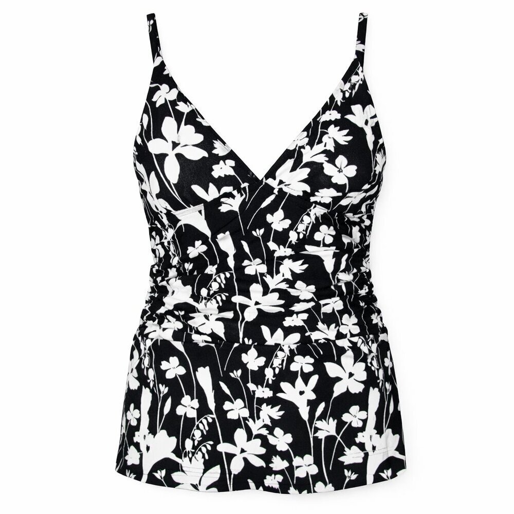 Company ELLEN TRACY Black White Floral One-Piece Swimdress Swimsuit Size 16